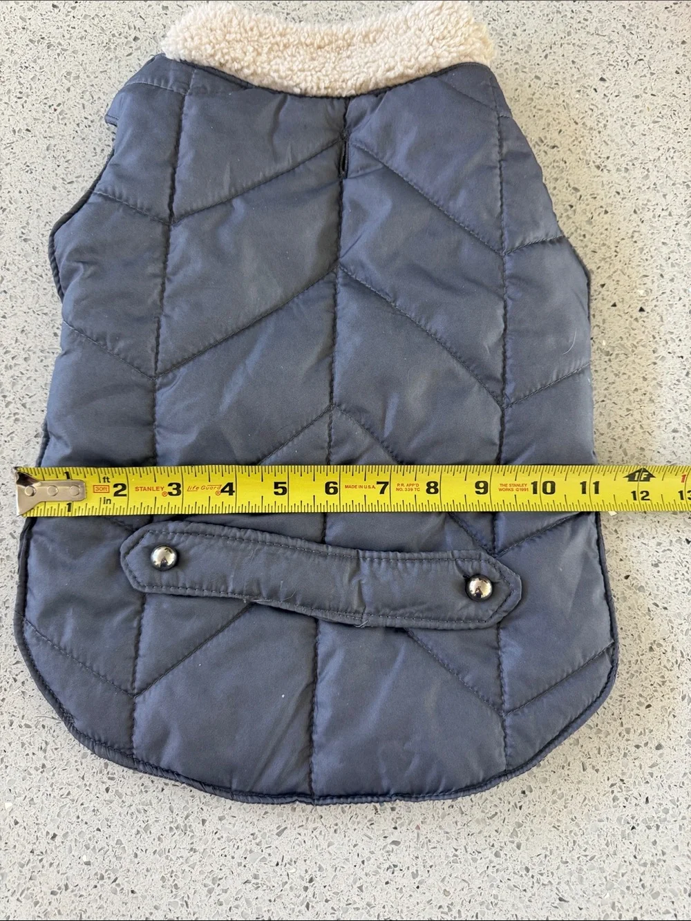 Dog Quilted Grey Jacket with Sherpa Collar and adjustable straps
